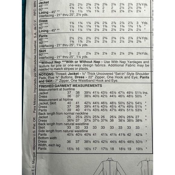 McCalls 8417 pattern suit jacket blazer dress pants skirt 1990s Size 8 10 12 - Picture 5 of 8